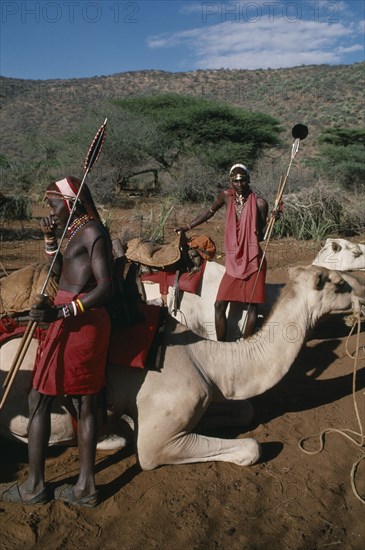 KENYA, Highlands, Samburu camel safari near Nanyuki.
