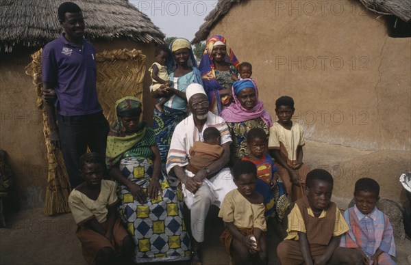 GHANA, North, Rural village muslim family including two wives.