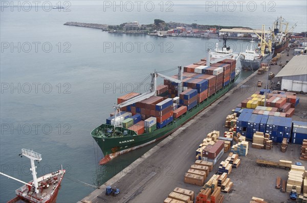 IVORY COAST, San Pédro, Container vessel docked at San Pédro port.