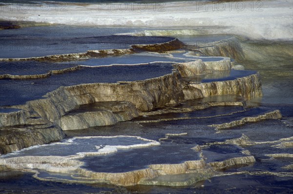 USA, Wyoming, Yellowstone National Park. Limestone terraces at Mammoth Hot Springs.