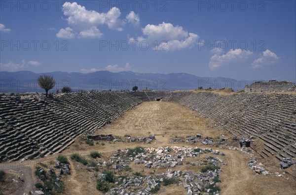 TURKEY, Anatolia, Aphrodisias, View across well preserved stadium which could sat  thirty thousand people.
