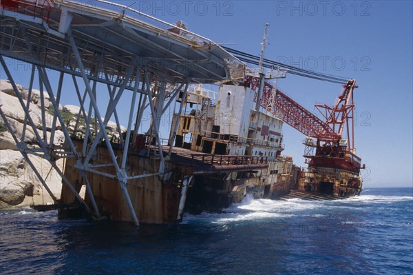 SOUTH AFRICA, Transport, Shipwrecked tanker on the Atlantic coast.