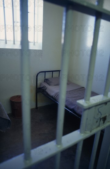 SOUTH AFRICA, Western Cape, Robben Island, Cell in which former President of South Africa Nelson Mandela was inprisoned for eighteen years.