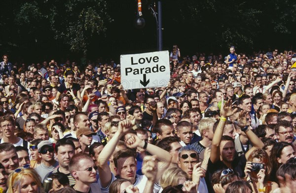 GERMANY, Berlin, Crowd scene at Berlin Love Parade.