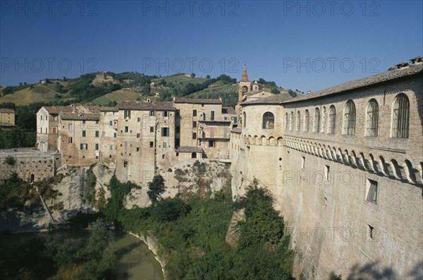 ITALY, Marche, Urbino, "Palazzo Ducale exterior walls, built for Duke Federico da  Montefeltro the ruler of Urbino between 1444 and 1482. "