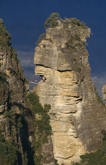 AUSTRALIA, New South Wales, Blue Mountains, "Detail of one of The Three Sisters rock formation, seen from Echo Point"