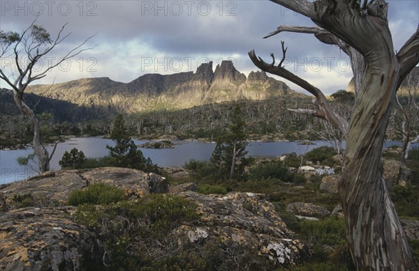 AUSTRALIA, Tasmania, Lake Elysia and Mount Geryon in The Labyrinth in Cradle Mountain Lake St Clair National Park