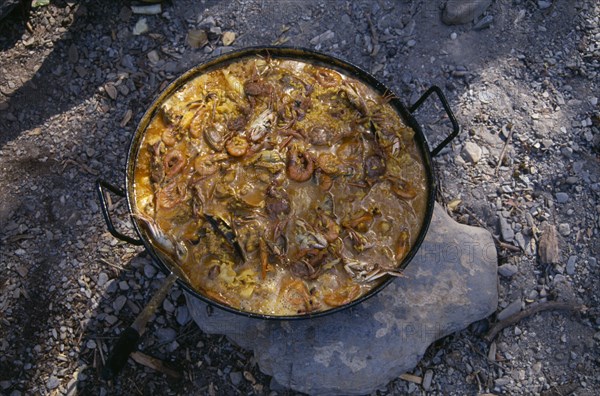 SPAIN, Andalucia, Food, Dish of paella.