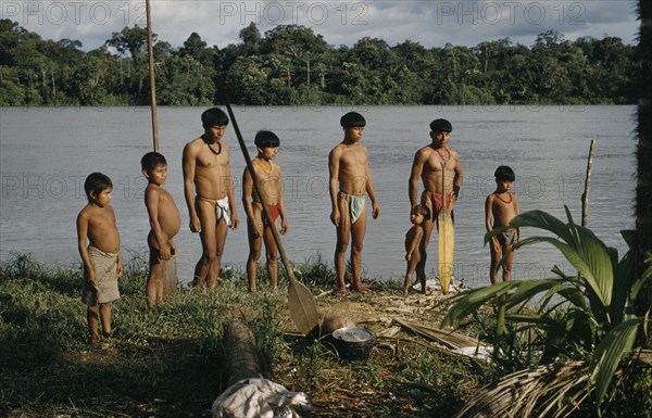 COLOMBIA, Choco Region, Noanama Tribe, "Male members of a family from Saija, another Noanama community, South of the lower rio San Juan"