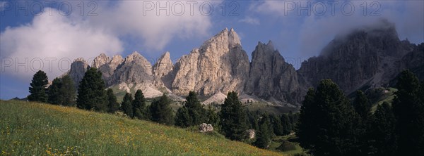 ITALY, Dolomites, Trentino, "Cirspitzen ridge, Gardena Pass, Sella region."