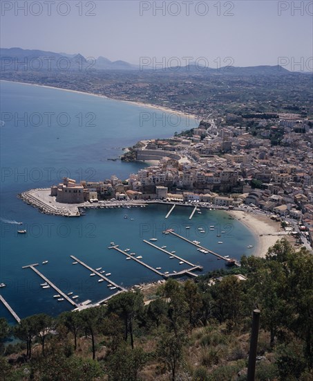 ITALY, Sicily, Trapani, "East view over the town of Castellammare del Golfo, A leading port during Arab Norman era."