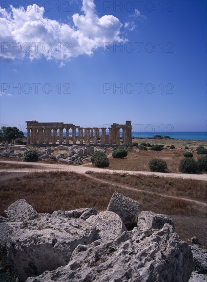 ITALY, Sicily, Trapani, "Ruins of Selinunte, an abandoned ancient Greek city, with ruins of an acropolis."
