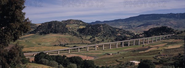 ITALY, Sicily, Enna Province, The A19 motorway bridge North West of the city.