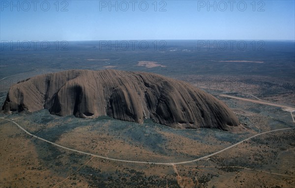 AUSTRALIA, Northern Territory, Uluru, Elevated view over Ayers Rock