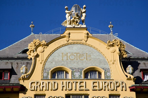 CZECH REPUBLIC, Bohemia, Prague, The 1906 Art Nouveau Hotel Europa in Wenceslas Square in the New Town
