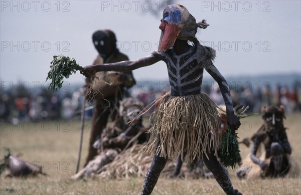 CONGO, Gungu, Bapende tribe masked dancers at Gungu festival.