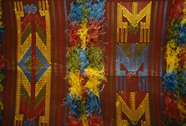 NIGERIA, Itagbe, Detail of woven shoulder lay for Ogboni cult members of the Yoruba.