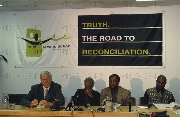 SOUTH AFRICA, Western Cape, Cape Town, TRC Truth and Reconciliation Commission press conference.  The TRC was a court like body assembled after the end of apartheid to hear all victims of violence.