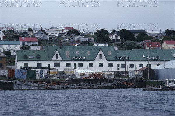 FALKLAND ISLANDS, Stanley, Falkland Islands Company building along the waterfront