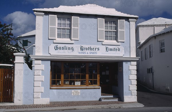 BERMUDA, St George, Gosling Brothers Limited shop exterior. Bermudas oldest business house selling wine and spirits