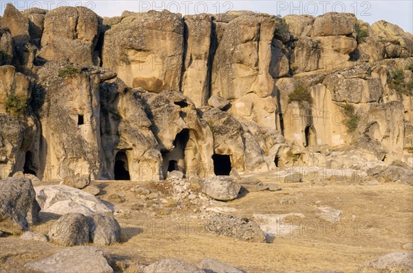 TURKEY, Cappadocia, Guzelyurt, Cave church in area known as monastery valley.