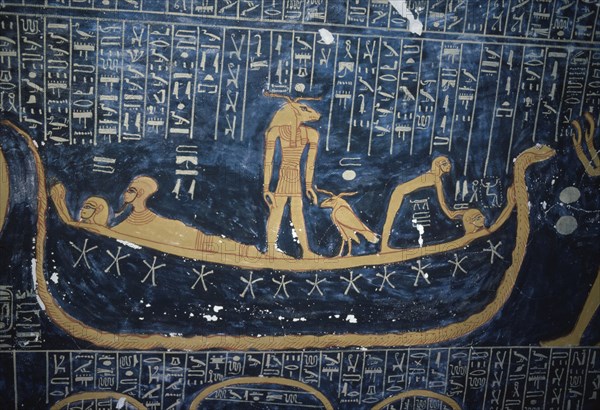 EGYPT, Nile Valley, Thebes, Valley of the Kings.  Detail of wall painting in tomb of Ramses VI 1143-1136 BC (20th Dynasty).