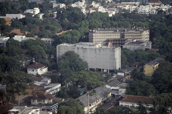 VIETNAM, South, Ho Ch Minh City, Elevated view over city architecture and the large white United States Embassy building