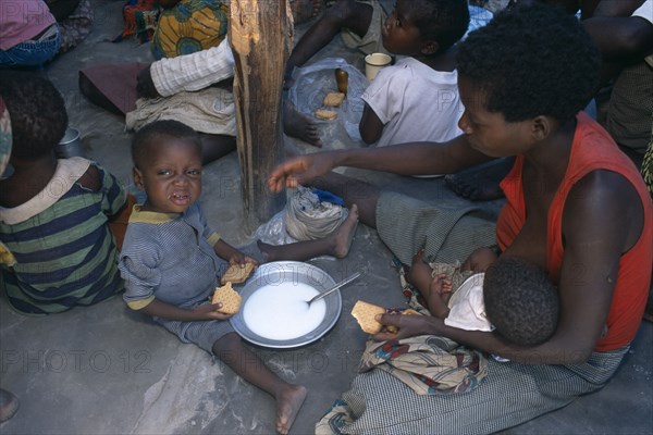 ZAMBIA, Mayukwayukwa Camp, Feeding centre for malnourished children in camp for Angolan refugees.