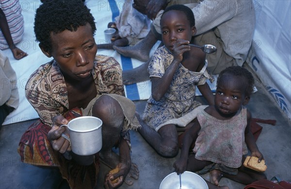 ZAMBIA, Mayukwayukwa Camp, Feeding centre for malnourished children in camp for Angolan refugees.