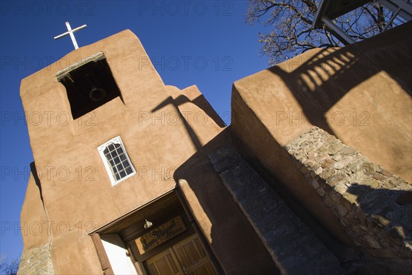 USA, New Mexico, Santa Fe, The San Miguel Mission church built in the adobe style