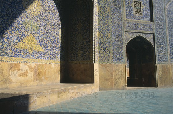 IRAN, Esfahan, Masjed e Emam Shah Mosque inner courtyard