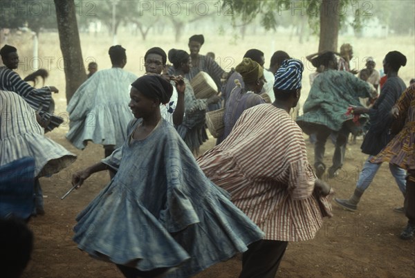 GHANA, North, Tamale, Dancers at wedding.