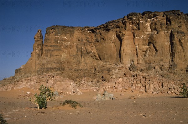 SUDAN, North, Napata, Gebel Barkal.  Table topped mountain and site of Temple of Mut built by the Pharoah Taharqa in the 680s BC.  UNESCO World Heritage site.