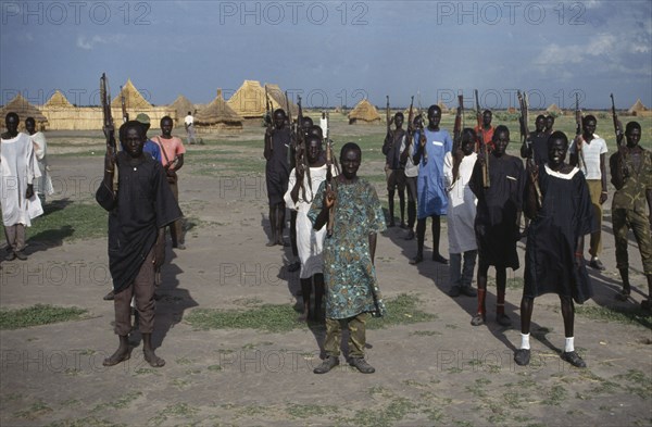 SUDAN, South, Sudan People’s Liberation Army.  Armed Nuer soldiers.