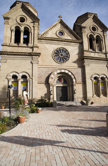 USA, New Mexico, Santa Fe, The front of the Cathedral Of St Francis