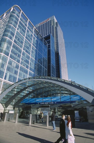 ENGLAND, London, Canary Wharf Underground station entrance.