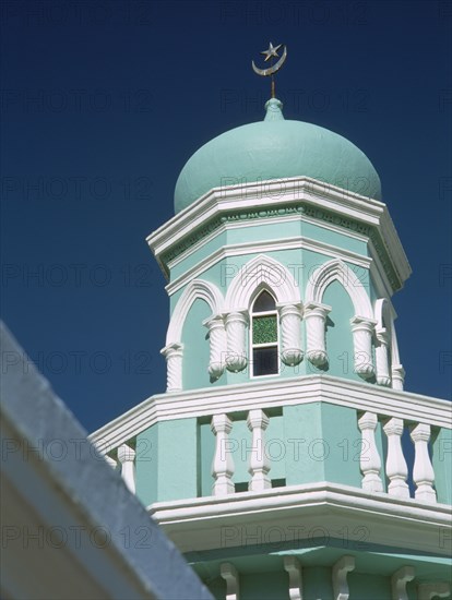 SOUTH AFRICA, Western Cape, Cape Town, Bo Kapp District. Chiappini Street. Minaret of a small Mosque