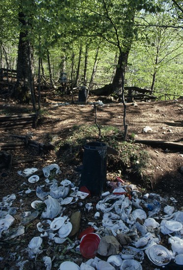 ITALY, Calabria, Aspremonte, Litter in the national park area.