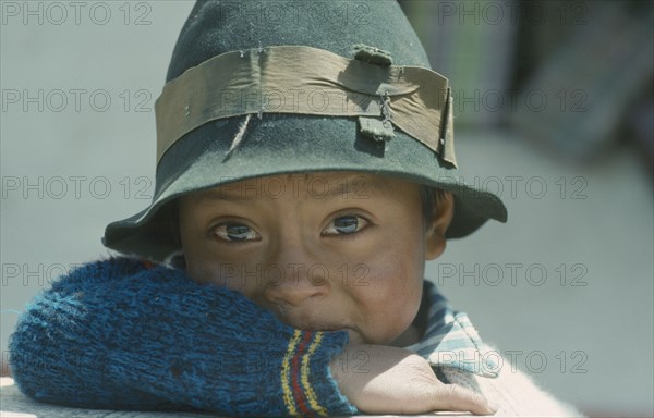 ECUADOR, Chimborazo, Riobamba, Portrait of young boy from Simiatug.