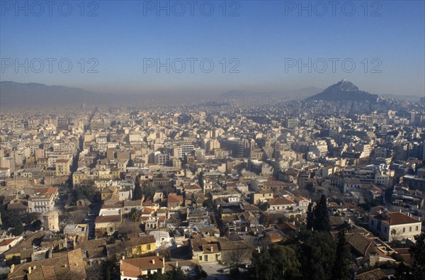 GREECE, Central, Athens, Cityscape and smog.