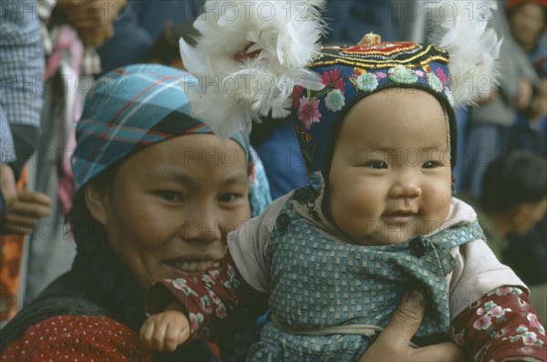CHINA, Children, With Mother, Portrait of mother and baby.