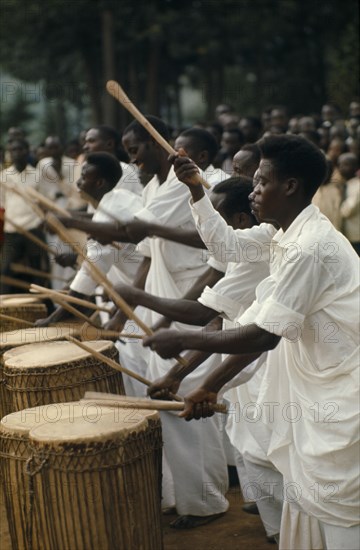 RWANDA, Music, Tutsi drummers or tambourinaires.