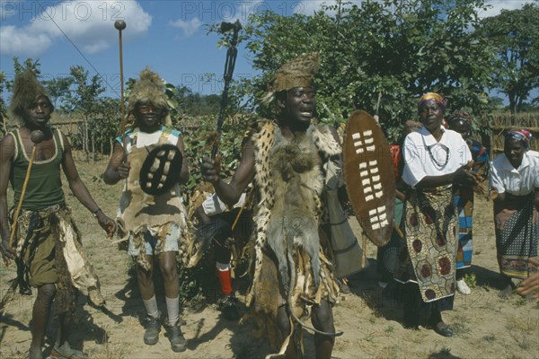 MALAWI, Festivals, Ju ju fetish dancers.