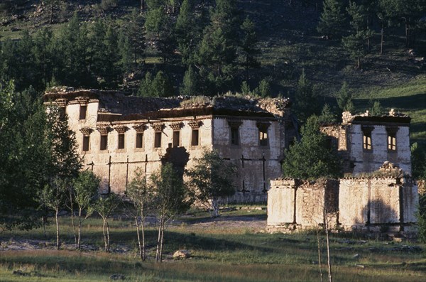 MONGOLIA, Kentii Province, Baldan Baraivan, Ruins of the Yellow Temple in Buddhist monastery complex undergoing restoration since the collapse of communism and restoration of religious freedom.