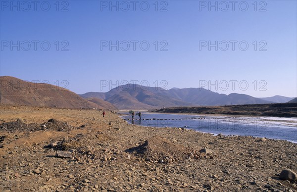 NORTH KOREA, North Hwanghae, Umpa County, Drought affected landscape following severe flooding.