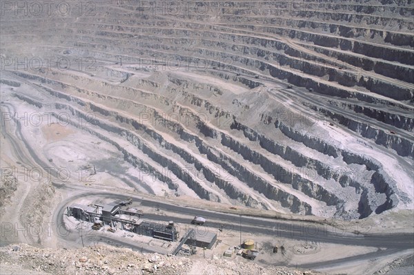 CHILE, Antofagasta, Chuquicamata, "Copper Mine, detail of the industrial landscape."