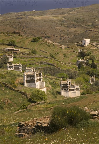 GREECE, Cyclades Islands, Tinos, View of some of the island's many dovecotes.