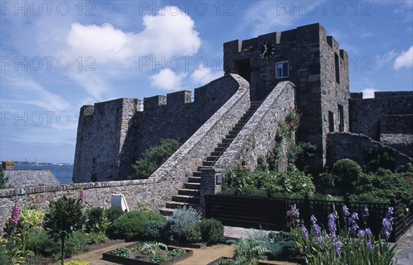 UNITED KINGDOM, Channel Islands, Guernsey, St Peter Port. Castle Cornet. View from garden.