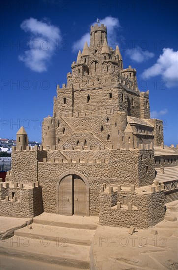 UNITED KINGDOM, Channel Islands, Guernsey, St Peter Port. Ornamental Sand Castle Display.