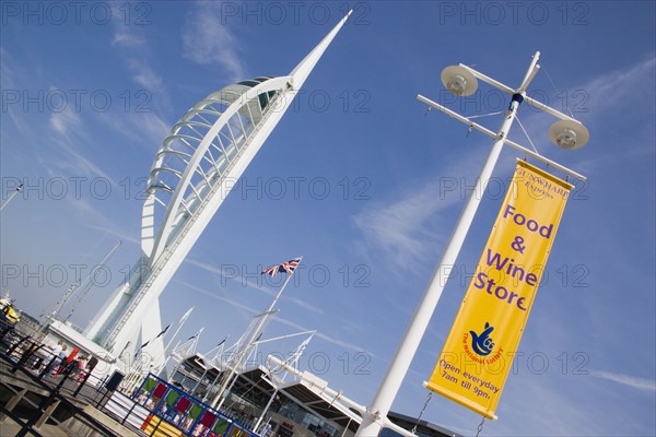 ENGLAND, Hampshire, Portsmouth, The Spinnaker Tower the tallest public viewing platforn in the UK at 170 metres on Gunwharf Quay